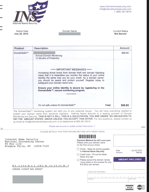 Internet Name Security Scam