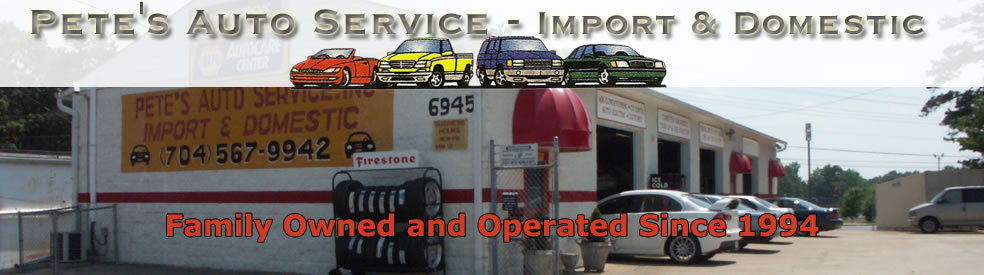 Pete's Auto Service provides quality vehicle maintenace and repairs for the Charlote, Mecklenburg county area.
