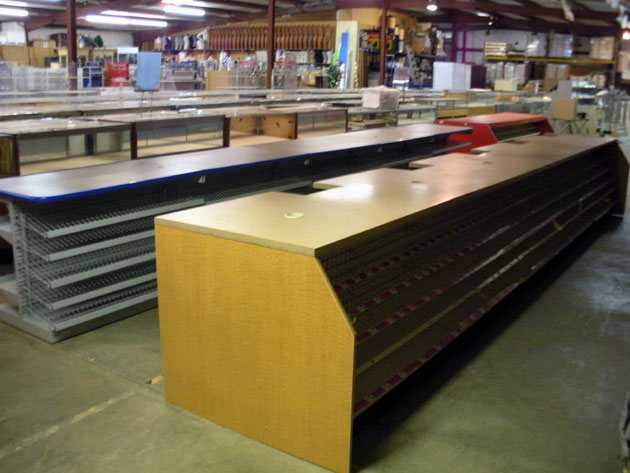 front view of candy shelf front checkout counter