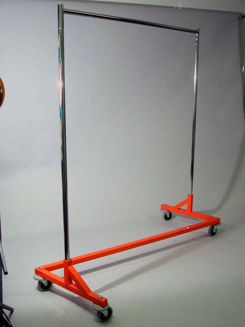 Z-Rack Chrome w/ OSHA Orange Base and 4" Wheels with Brakes and Bumpers