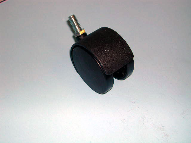 Caster 60 MM w/out Brake Twin Wheel 3/8" Stem 225# Capacity - Black