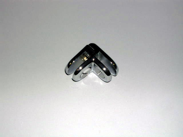 2 Way Metal Cubbie Clip for 3/16" Tempered Glass- Chrome