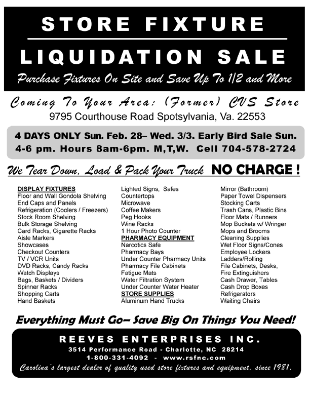 Fixture liquidation former CVS store, Richmond, VA