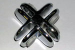 4 Way Metal Cubbie Clip for 3/16" Tempered Glass- Chrome